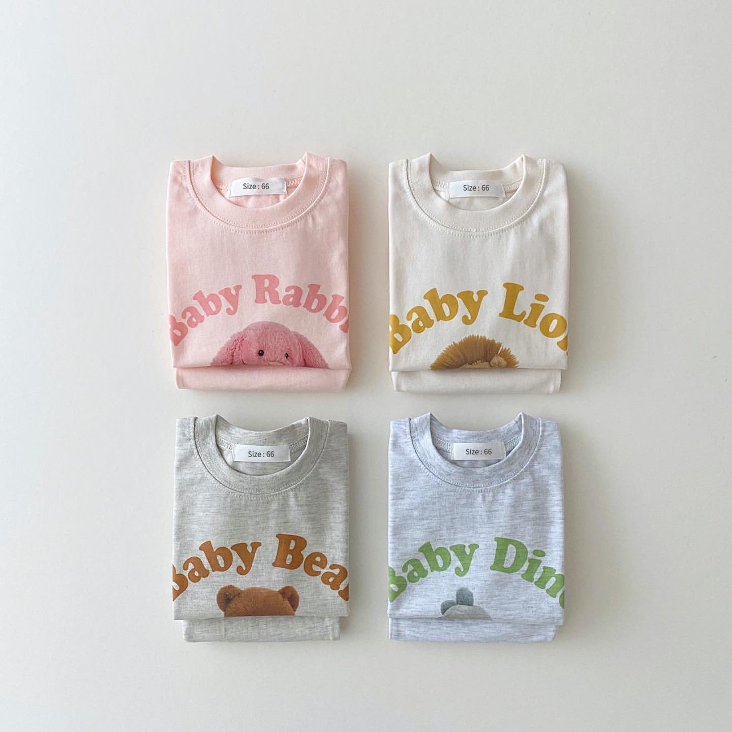 Riley - Pure Cotton Tee & Shorts Set ; Available in Baby Rabbit, Baby Bear, Baby Lion or Baby Dinosaur -.