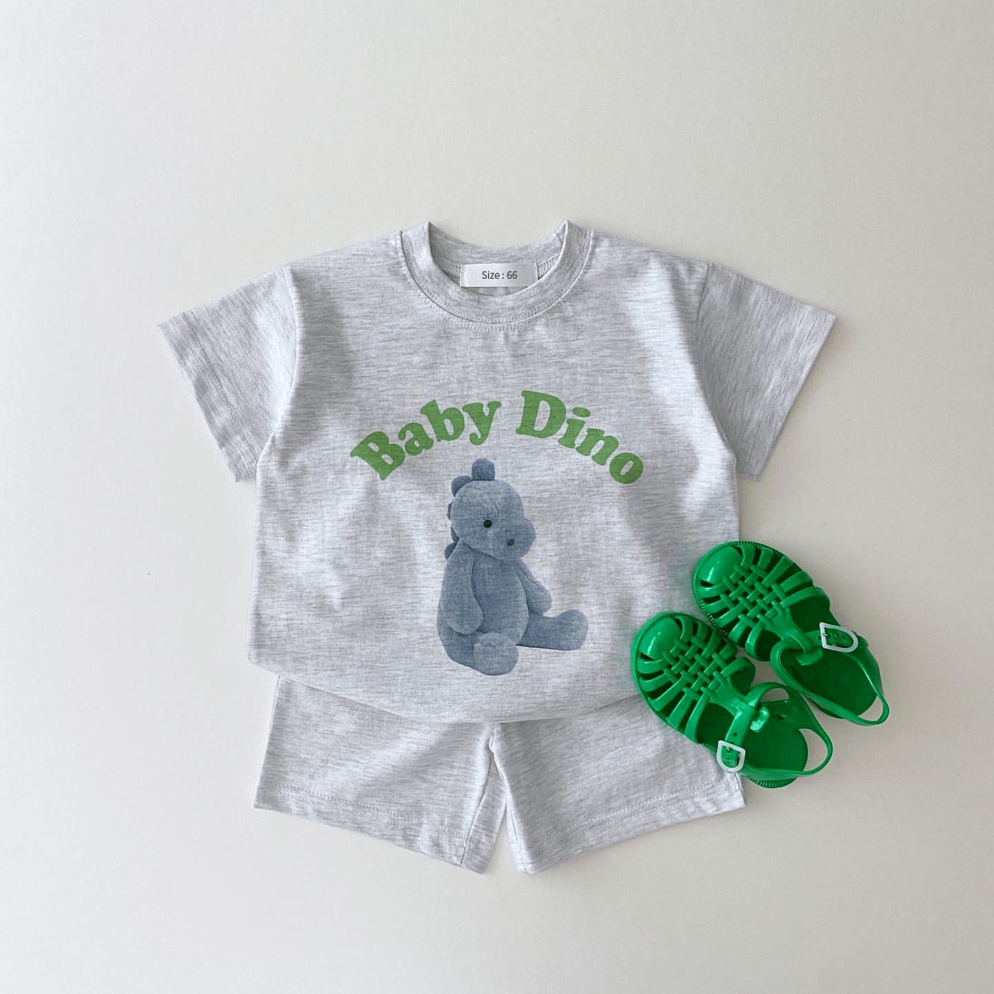 Riley - Pure Cotton Tee & Shorts Set ; Available in Baby Rabbit, Baby Bear, Baby Lion or Baby Dinosaur -.