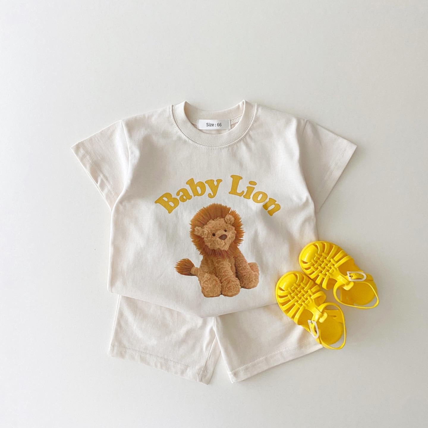 Riley - Pure Cotton Tee & Shorts Set ; Available in Baby Rabbit, Baby Bear, Baby Lion or Baby Dinosaur -.