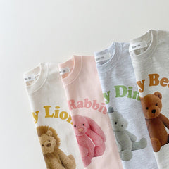 Riley - Pure Cotton Tee & Shorts Set ; Available in Baby Rabbit, Baby Bear, Baby Lion or Baby Dinosaur -.