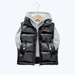 Otis - Shiny Black Kids Vest Jacket