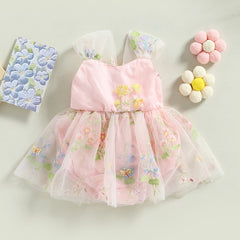 Lola - Sweet Baby Girl Romper Dress , Color - Pink