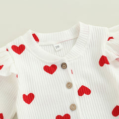 Loveheart - Baby Girls Bodysuit - White & Red