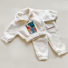 Earth Day Tracksuit Set  Half-Zip Fleece  - Ivory Milk