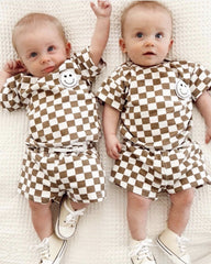 Baby Boy Clothes Sets - Checked / Plaid Shorts & Tee