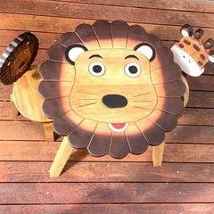 Simba Lion Table for Kids - Hand Carved Kids Wood Lion Table.