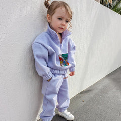 Earth Day Tracksuit Set  Half-Zip Fleece  - Lavender Purple