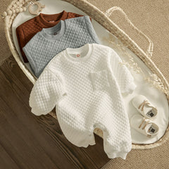 Unisex Baby Quilted Fleece Jumpsuit , Color - Chocolate