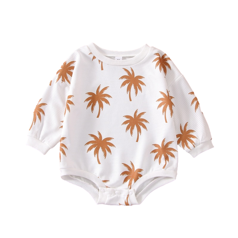 Unisex Palm Tree Cotton Romper - Palms Blanca Baby