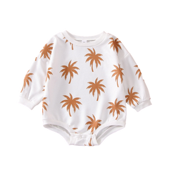 Unisex Palm Tree Cotton Romper - Palms Blanca Baby