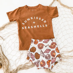 Shell Print Baby Girls 3pcs Clothes Sets 0-24M