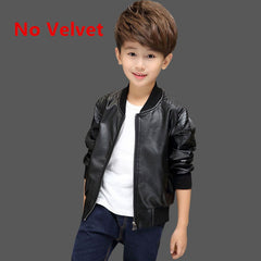 Boys Leather Jacket with Fur Lining - Tan , Color - Velvet Coffee