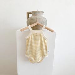 Kimmy - Summer Onesie , Gingham Bodysuit Onesie