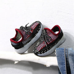 Trendy Toddler Sneakers , Color - Black red