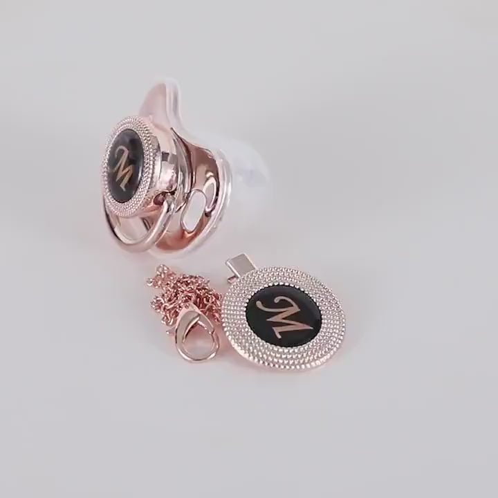 Rose Gold Custom Pacifier, Personalised Bling Dummy & Chain clip  Personalised pacifier, with baby's name, Pacifier Gift  - Luxury Dummy