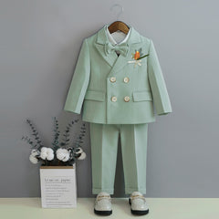 British Style Boys Wedding Suit - Sage Green