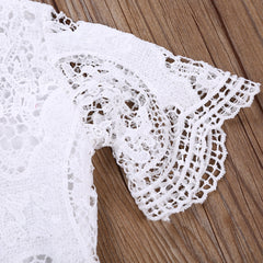 Lacey - Girls White Crochet Lace Bodysuit Romper.