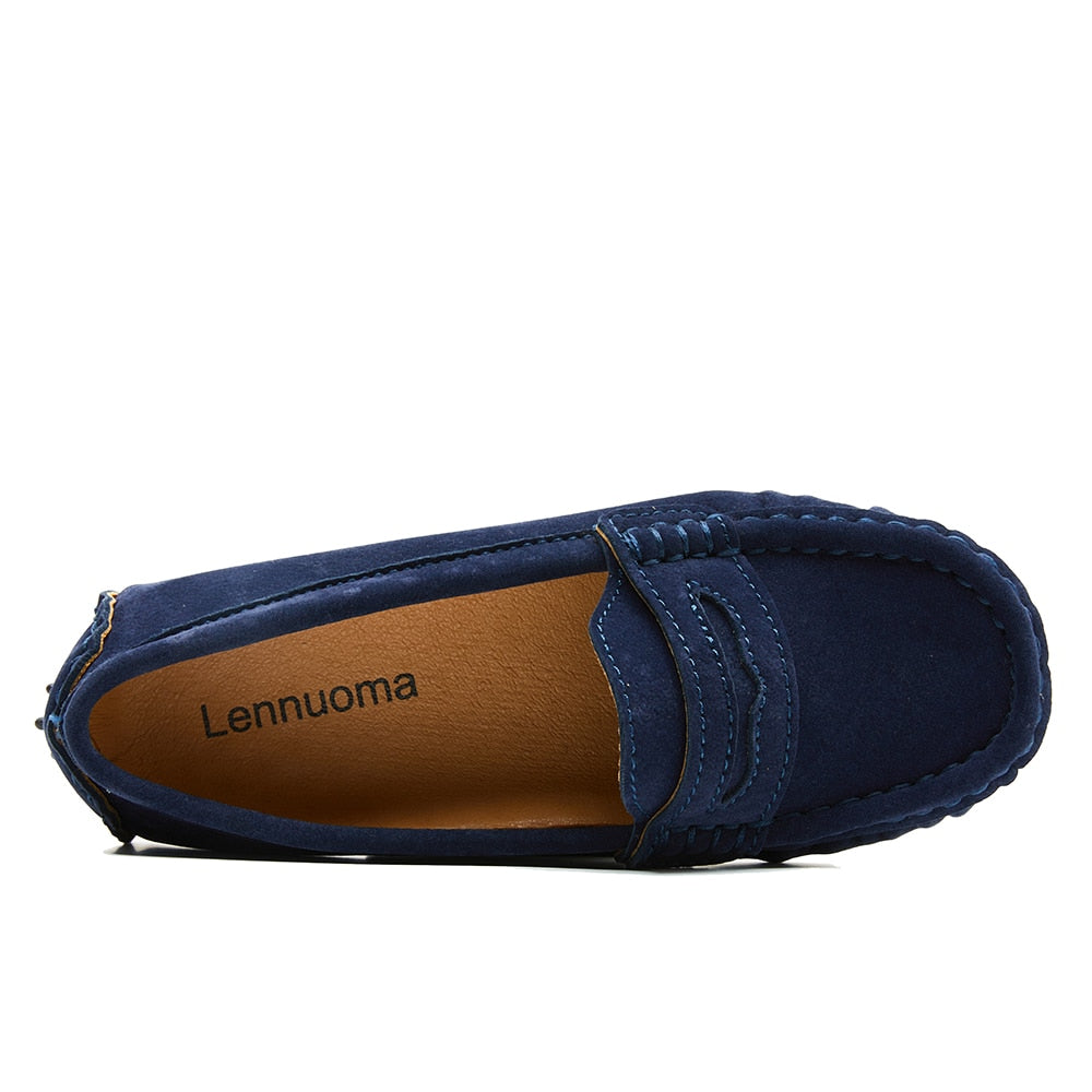 Petersburg - Boys Penny Loafers Shoes, Genuine Leather Suede.
