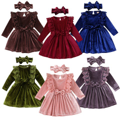 Velvetine - Winter Girls Velvet Dress Set.