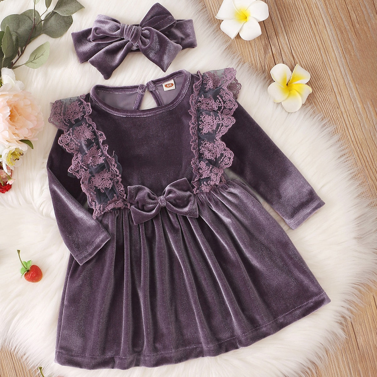 Velvetine - Winter Girls Velvet Dress Set.