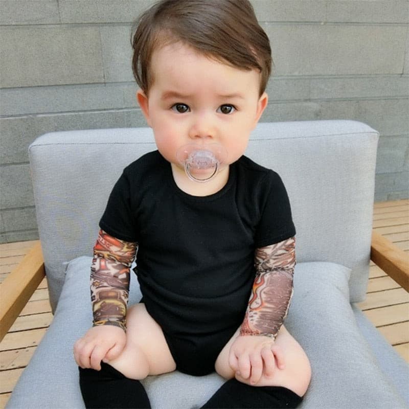 Batman Tattoo - Baby Rock Style Tattoo Romper Onesie.