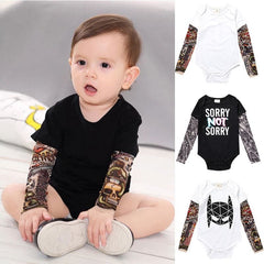 Sorry Not Sorry - Baby Rock Tattoo Long Sleeve Romper.