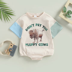 Don't Pat The Fluffy Cows - Trendy Oversize Cowboy Tee Romper Suit