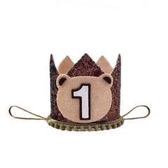 First Birthday Party Crown Hat - Lion and Bear.