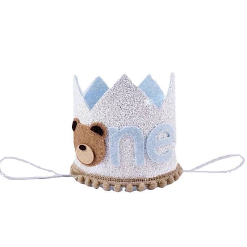 First Birthday Party Crown Hat - Lion and Bear.