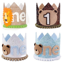 First Birthday Party Crown Hat - Lion and Bear.