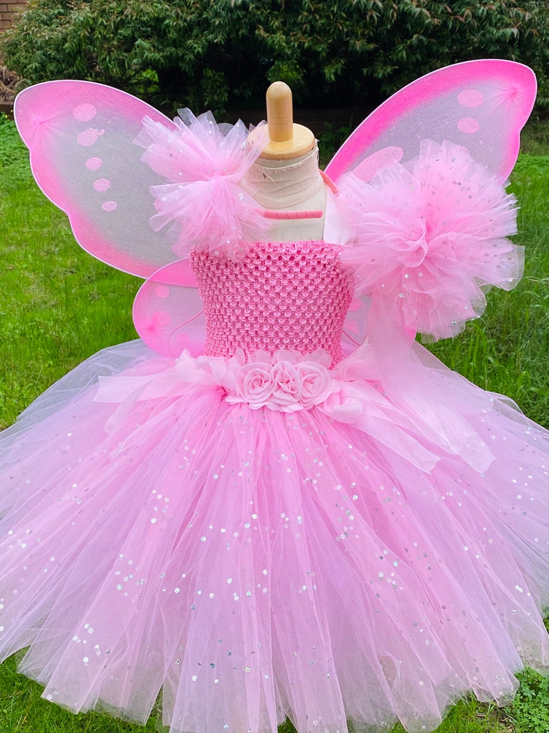 Pink Fairy - Children Fairy Costume, Girls Fairy Costume with Wings, F Pink Fairy - Children Fairy Costume, Girls Fairy Costume with Wings, F