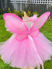 Pink Fairy - Children Fairy Costume, Girls Fairy Costume with Wings, Faiy Dress.
