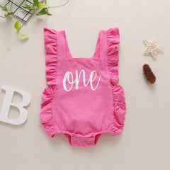 One Ruffle Romper - Baby Girl Birthday.