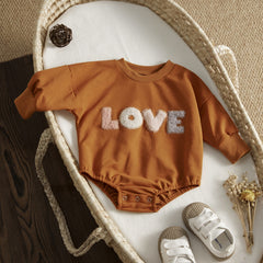 Baby Girl Romper Cute LOVE Letter Long Sleeve Jumpsuit.