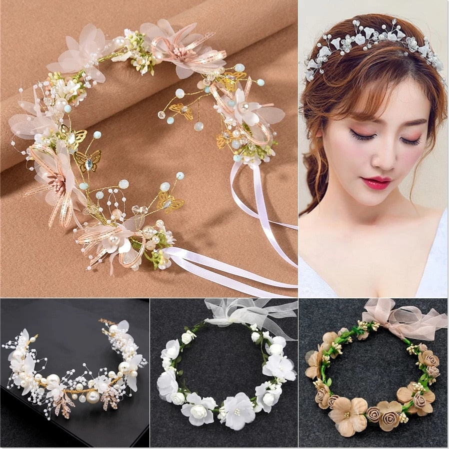 Floral Garland - Flower Girl Hair Accessories, Metal color - 17.