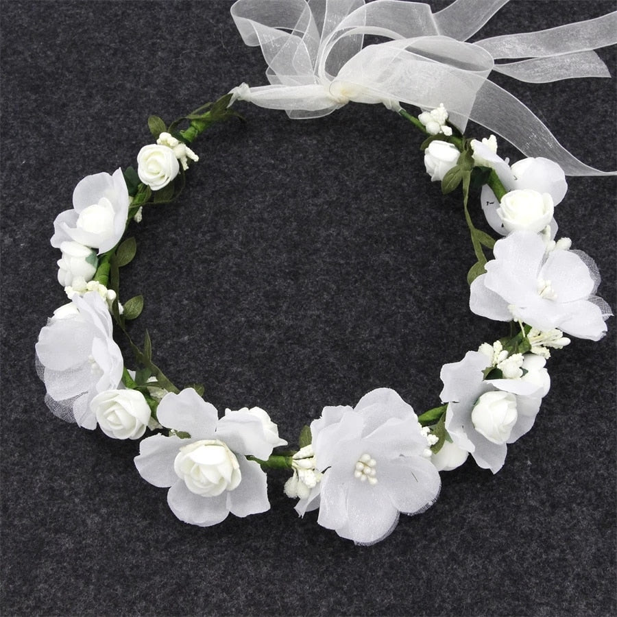 Floral Garland - Flower Girl Hair Accessories, Metal color - 17.