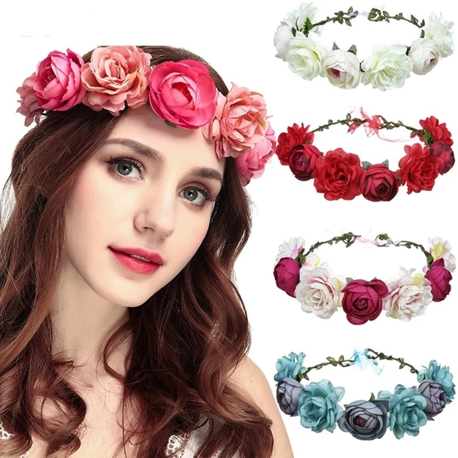 Floral Garland - Flower Girl Hair Accessories, Mixed Pink & White.