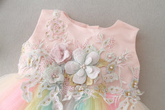 Connie - Rainbow Tutu & Embellished Lace  Party Dresses for Baby Girl.