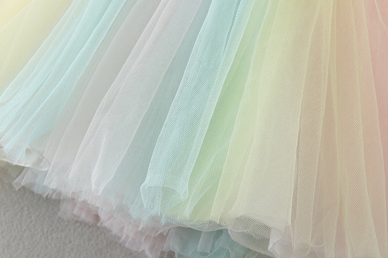 Connie - Rainbow Tutu & Embellished Lace  Party Dresses for Baby Girl.