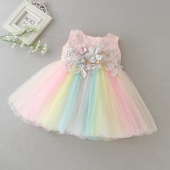 Connie - Rainbow Tutu & Embellished Lace  Party Dresses for Baby Girl.