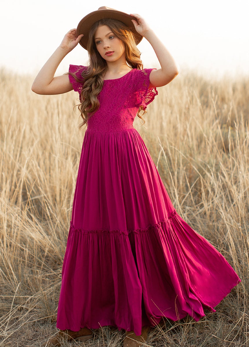 Boho red 2025 lace dress