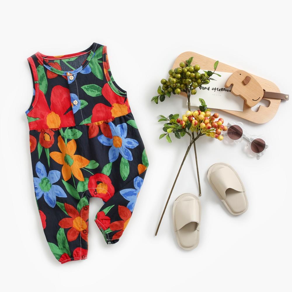 Raina - Girls Floral  Bodysuits Sleeveless Romper.