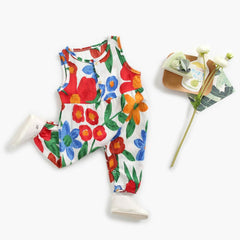 Raina - Girls Floral  Bodysuits Sleeveless Romper.