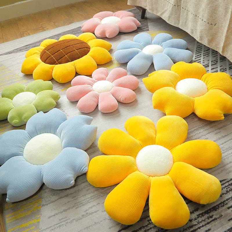 Plush Corduroy Flower Cushion.