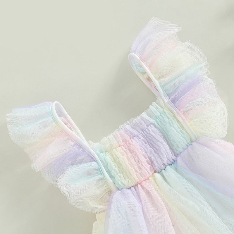 Lulubell - Pastel Rainbow Ruffle Romper.