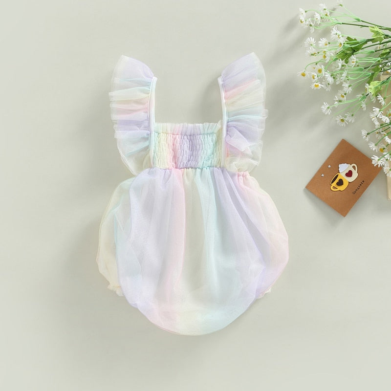 Lulubell - Pastel Rainbow Ruffle Romper.