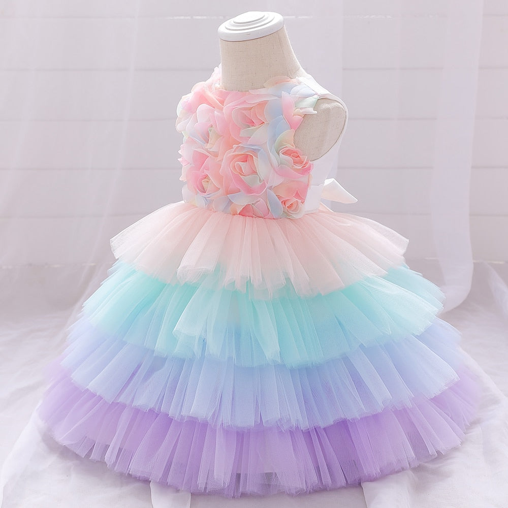 Pink 1 Year Old Baby Girl Dress Princess Wedding Jacket Birthday Formal  Vestido Toddler Baby Clothes for Party RBF164704