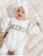 Baby Girls Leopard Romper - Mini Leopard Oversize Girls Romper Sweater