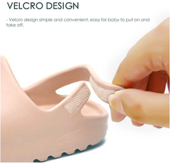 Yeezy Style Baby Slides - Soft Velcro Slip On's - Peach Pink.