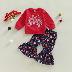 girls christmas clothing set with jumper and flares